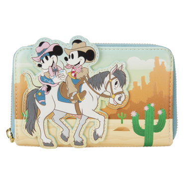 Disney - Western Mickey & Minnie 4" Faux Leather Zip-Around Wallet