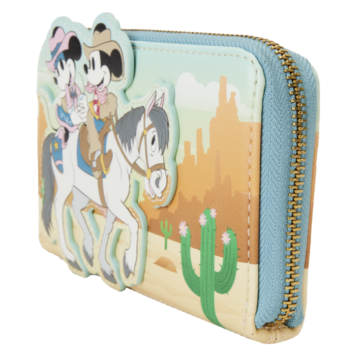 Disney - Western Mickey & Minnie 4" Faux Leather Zip-Around Wallet