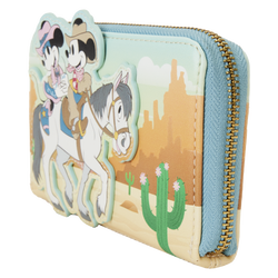 Disney - Western Mickey & Minnie 4" Faux Leather Zip-Around Wallet