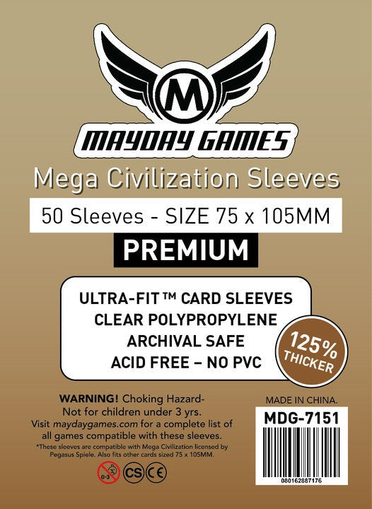 Mayday - Premium Mega Civilization Sleeves - 75mm X 105mm - 50 Pack