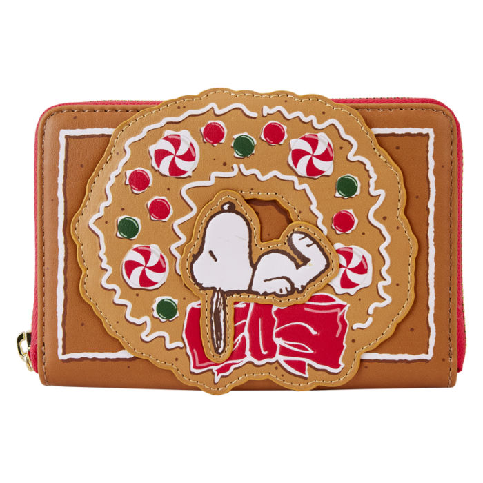 Peanuts - Snoopy Gingerbread Wreath Scented 4" Faux Leather Zip-Around Wallet