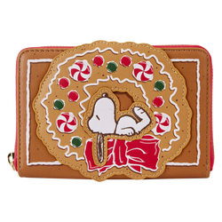 Peanuts - Snoopy Gingerbread Wreath Scented 4" Faux Leather Zip-Around Wallet