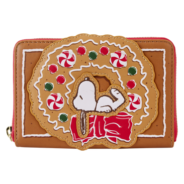 Peanuts - Snoopy Gingerbread Wreath Scented 4" Faux Leather Zip-Around Wallet