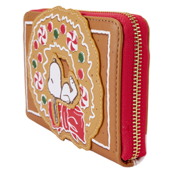 Peanuts - Snoopy Gingerbread Wreath Scented 4" Faux Leather Zip-Around Wallet