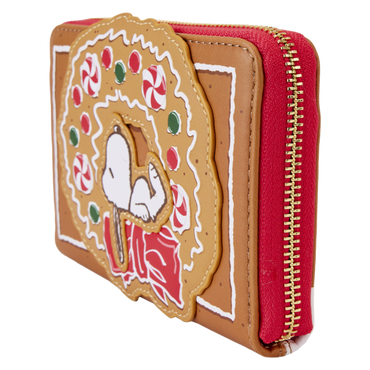 Peanuts - Snoopy Gingerbread Wreath Scented 4" Faux Leather Zip-Around Wallet