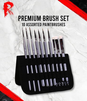 Ronin Games Brushes - Premium Set - 10 Assorted Paintbrushes