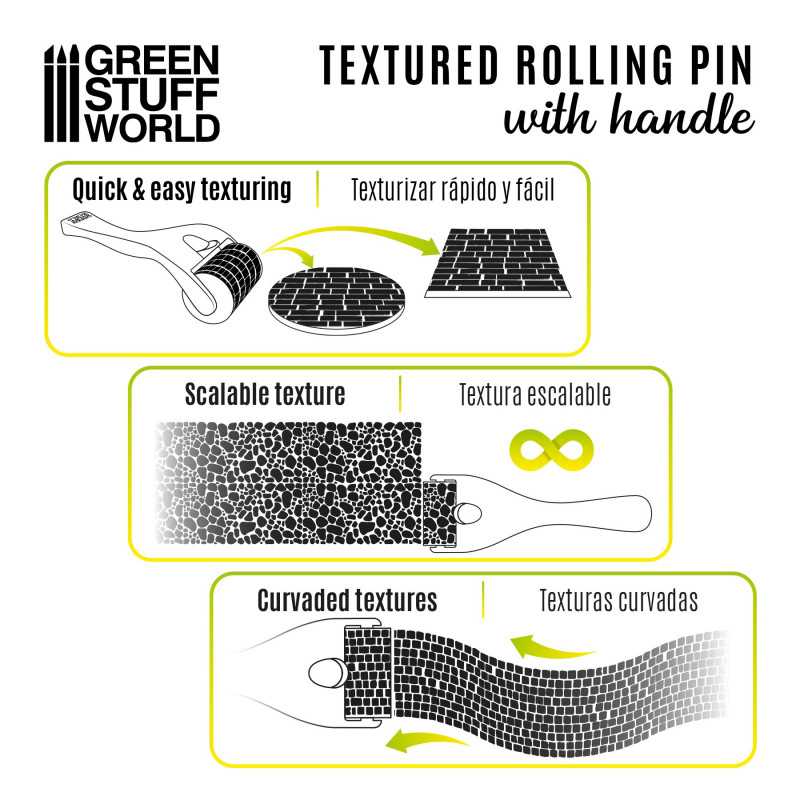 Rolling pin with Handle - Sett Pavement - Green Stuff World