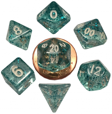 MDG 10mm Mini Polyhedral Dice Set: Ethereal Light Blue