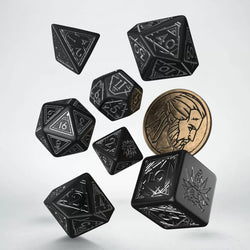 Q Workshop The Witcher Dice Set Geralt - Silver Sword Dice Set 7 With Coin