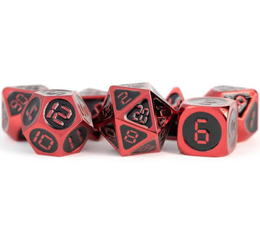 MDG Digital Enamel Metal Dice Set 16mm - Red With Black Enamel