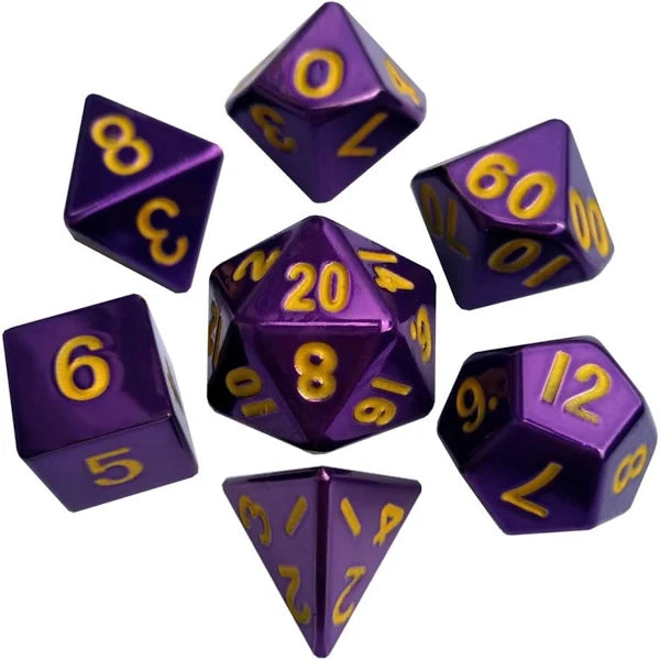 MDG Metal Polyhedral Dice Set - Purple Painted