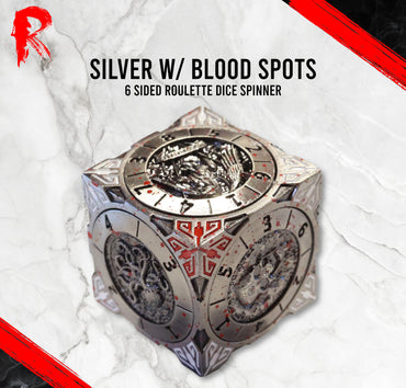 6 Sided Roulette Dice Spinner - Silver with Blood Spots - Ronin Games Dice - DR001