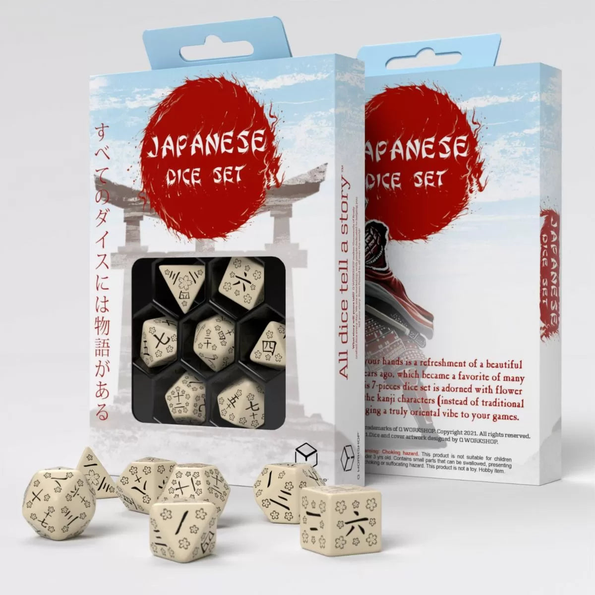 Q Workshop Japanese Dice Set: Last Words Stone Dice Set 7