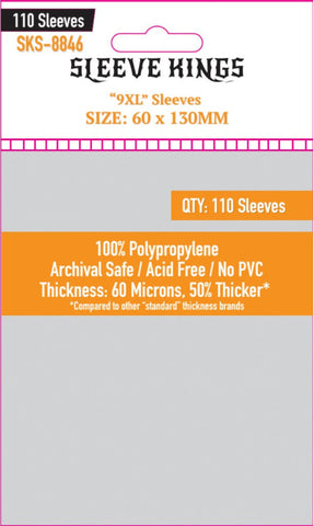 Sleeve Kings Board Game Sleeves "9XL" Sleeves (60mm x 130mm) (110 Sleeves per Pack)