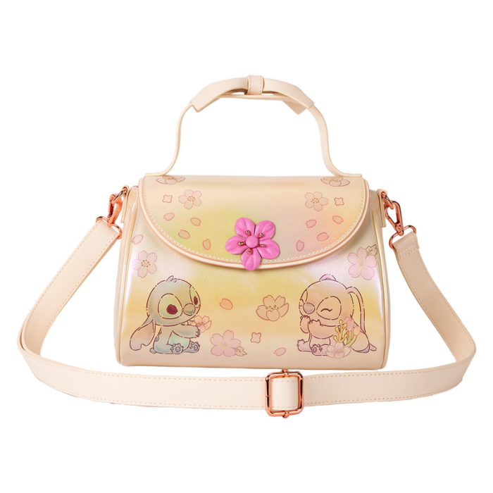 Lilo & Stitch - Cherry Blossom Bow Handle 10" Faux Leather Crossbody Bag