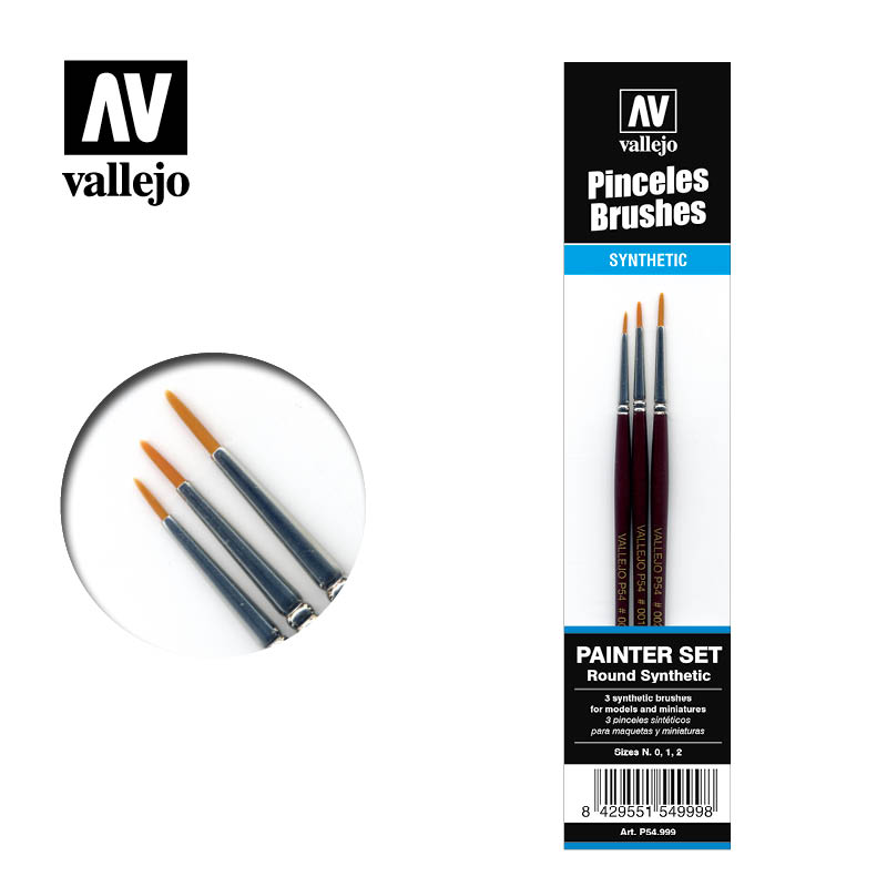 Vallejo Brushes - Detail - Design Set - Synthetic fibers (Sizes 0; 1 & 2)