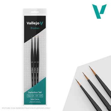 Vallejo Brushes - Detail - Definition Set - Synthetic fibers (Sizes 4/0; 3/0 & 2/0)