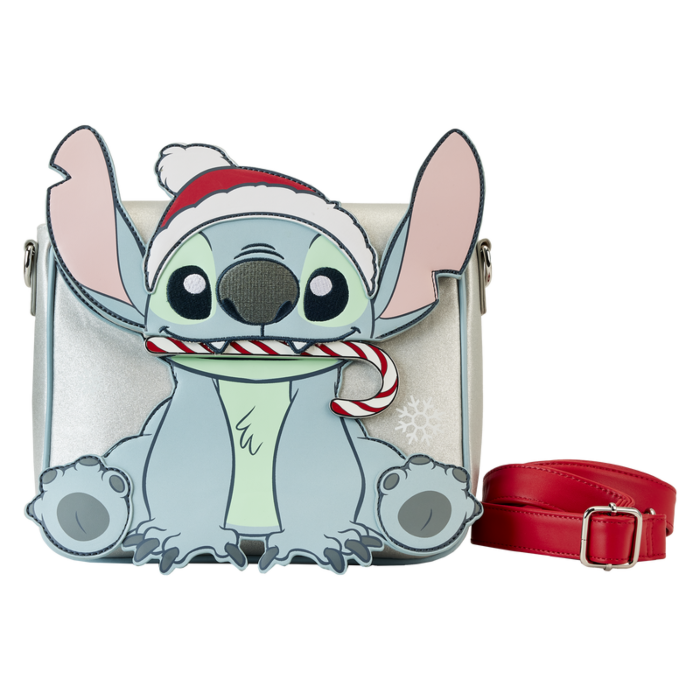 Lilo & Stitch - Stitch Holiday Glitter 8" Faux Leather Crossbody Bag