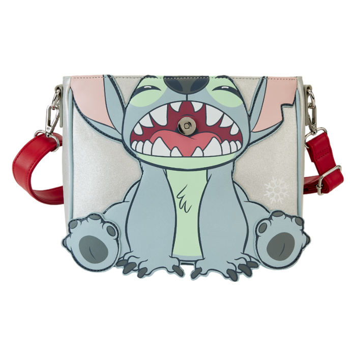 Lilo & Stitch - Stitch Holiday Glitter 8" Faux Leather Crossbody Bag