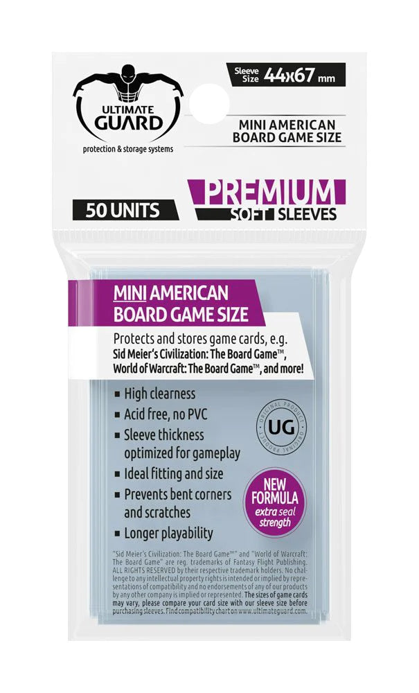 Ultimate Guard Premium Soft Sleeves for Board Game Cards Mini American (50) (44x67mm)