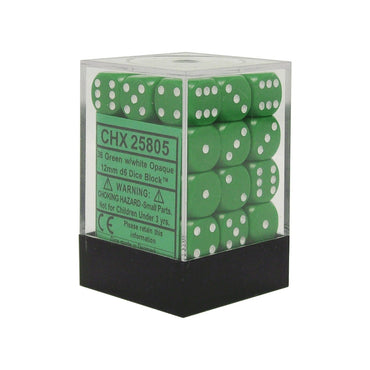 CHX 25805 Opaque 12mm d6 Green/White Block (36)
