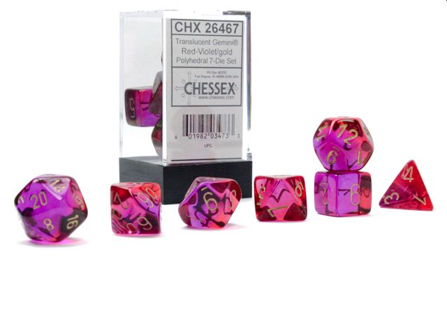 CHX 26467 Gemini Translucent Red-Violet/gold Luminary 7-Die Set