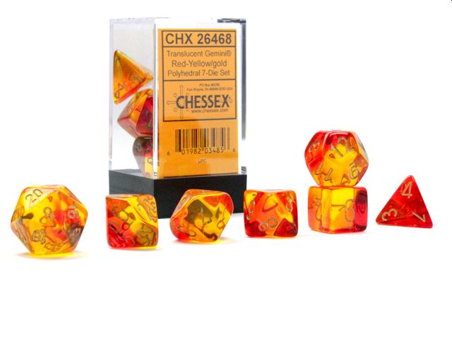 CHX 26468 Gemini Translucent Red-Yellow/gold Luminary 7-Die Set