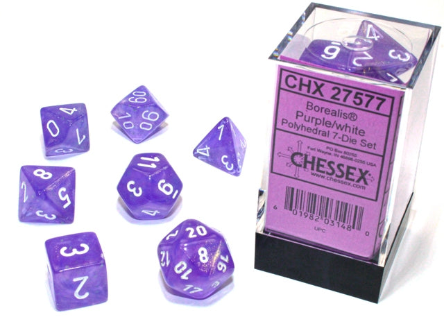 CHX 27577 Borealis Polyhedral Purple/White Luminary 7-Die Set