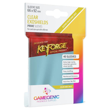 Gamegenic Prime Board Game Sleeves - Keyforge Exoshields Clear (66mm x 92mm) (40 Sleeves Per Pack)
