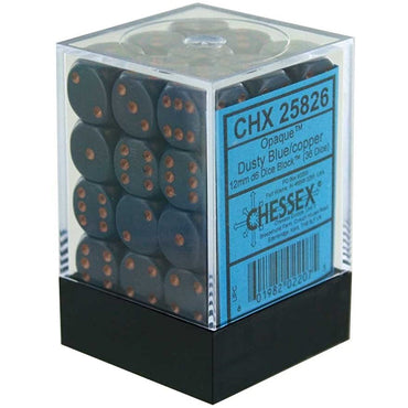 CHX 25826 Opaque 12mm d6 Dusty Blue/Copper Block (36)