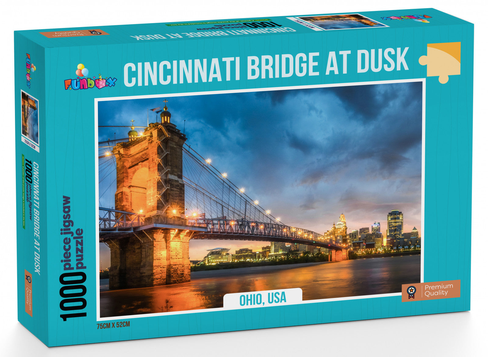 Funbox Puzzle Cincinnati Bridge at Dusk Ohio USA Puzzle 1000 pieces
