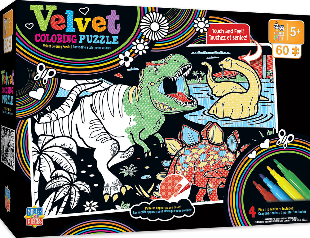 Masterpieces Puzzle Kids Velvet Coloring Dinosaurs Puzzle 60 pieces