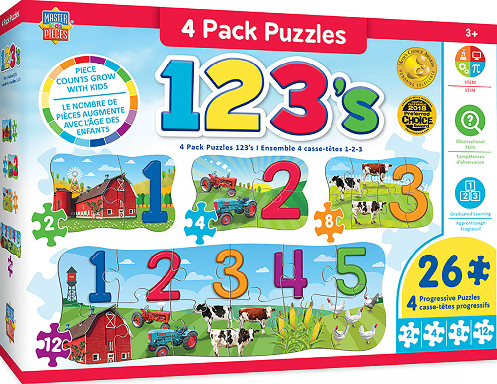 Masterpieces Puzzle Educational 4 Pack 123 on the Farm