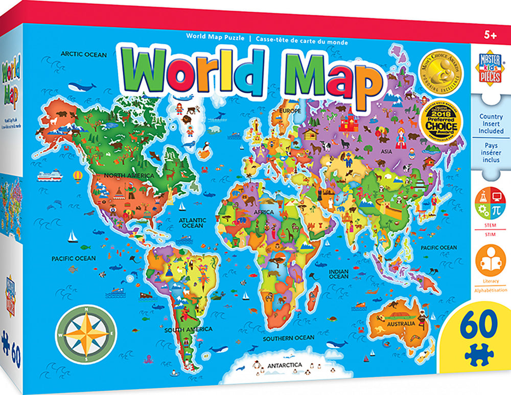 Masterpieces Puzzle Educational World Map Puzzle 60 pieces