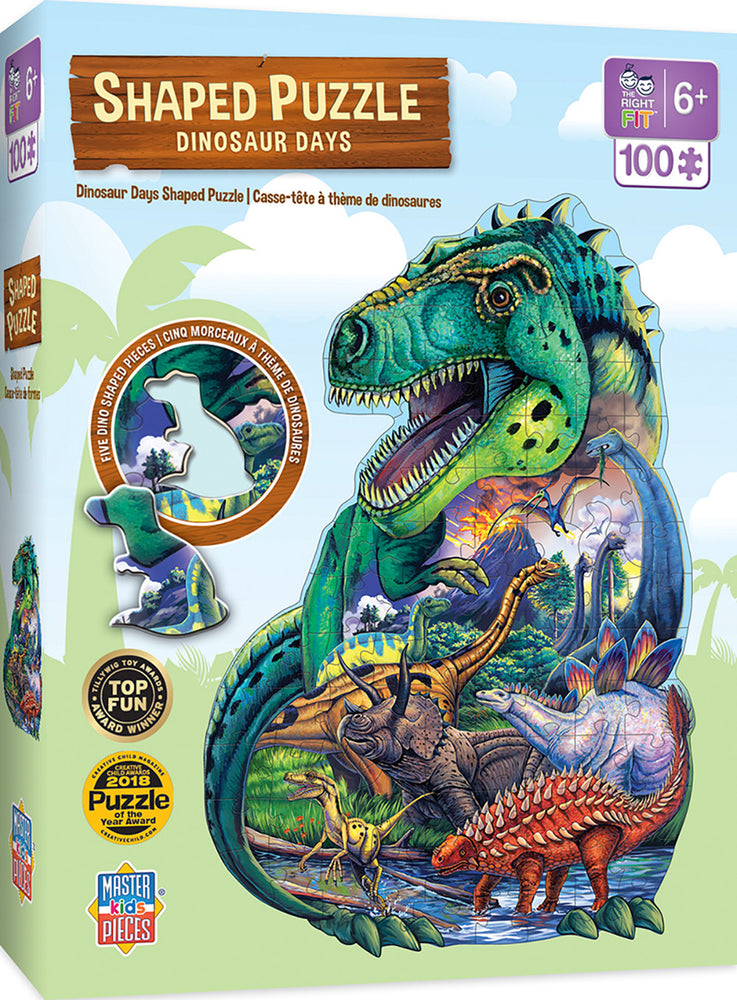 Masterpieces Puzzle Shaped Dinosaur Days Puzzle 100 pieces