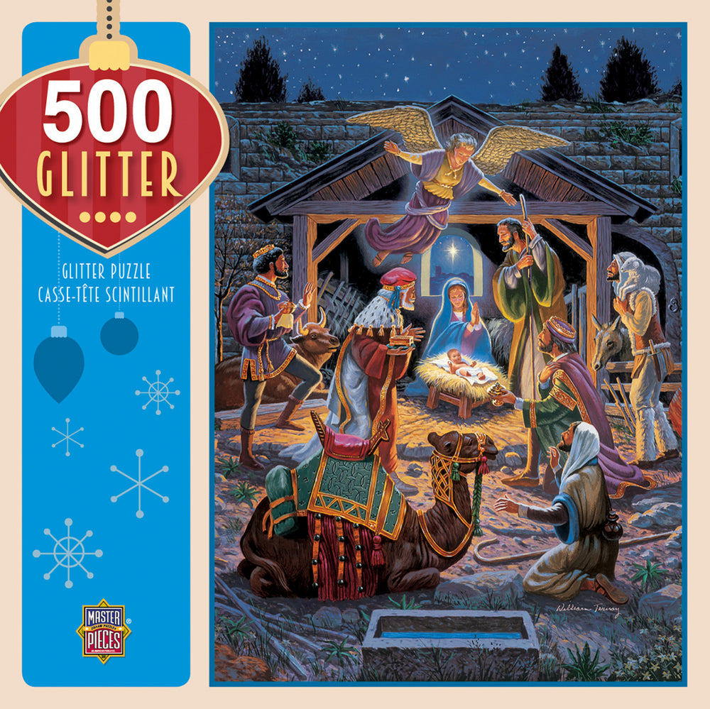 Masterpieces Puzzle Holiday Glitter Holy Night Puzzle 500 pieces