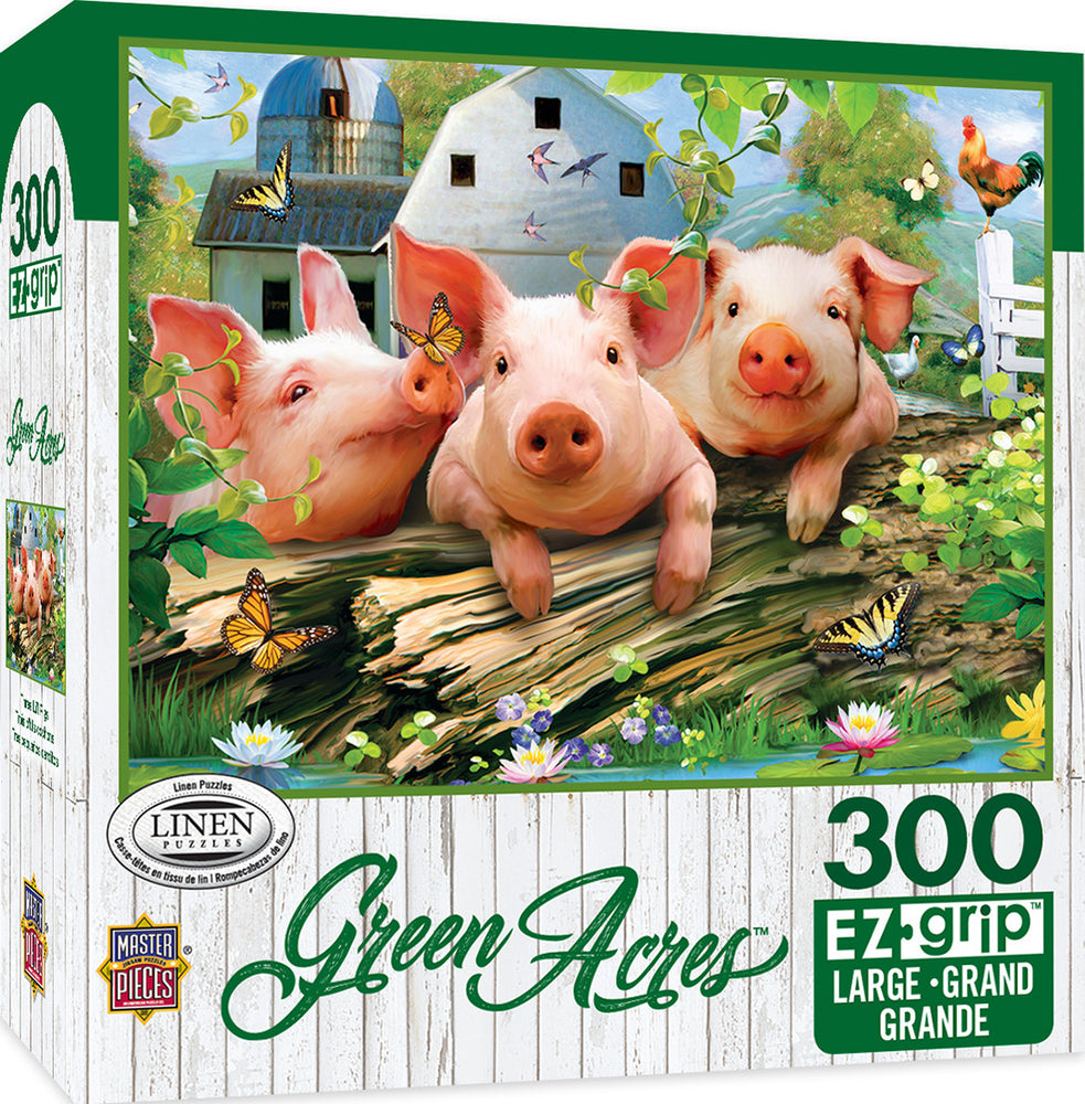 Masterpieces Puzzle Green Acres Three Lil' Pigs Ez Grip Puzzle 300 pieces