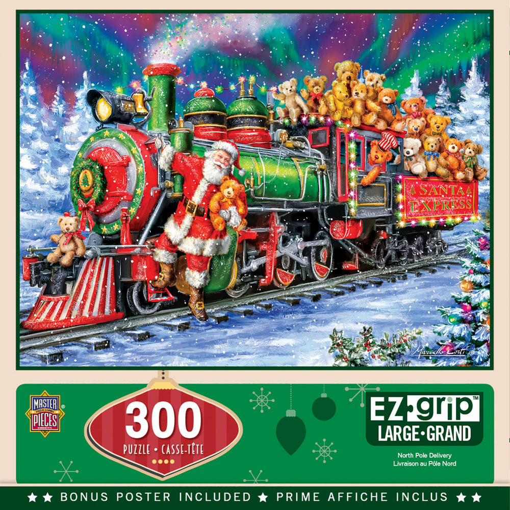 Masterpieces Puzzle Holiday North Pole Delivery Ez Grip Puzzle 300 pieces