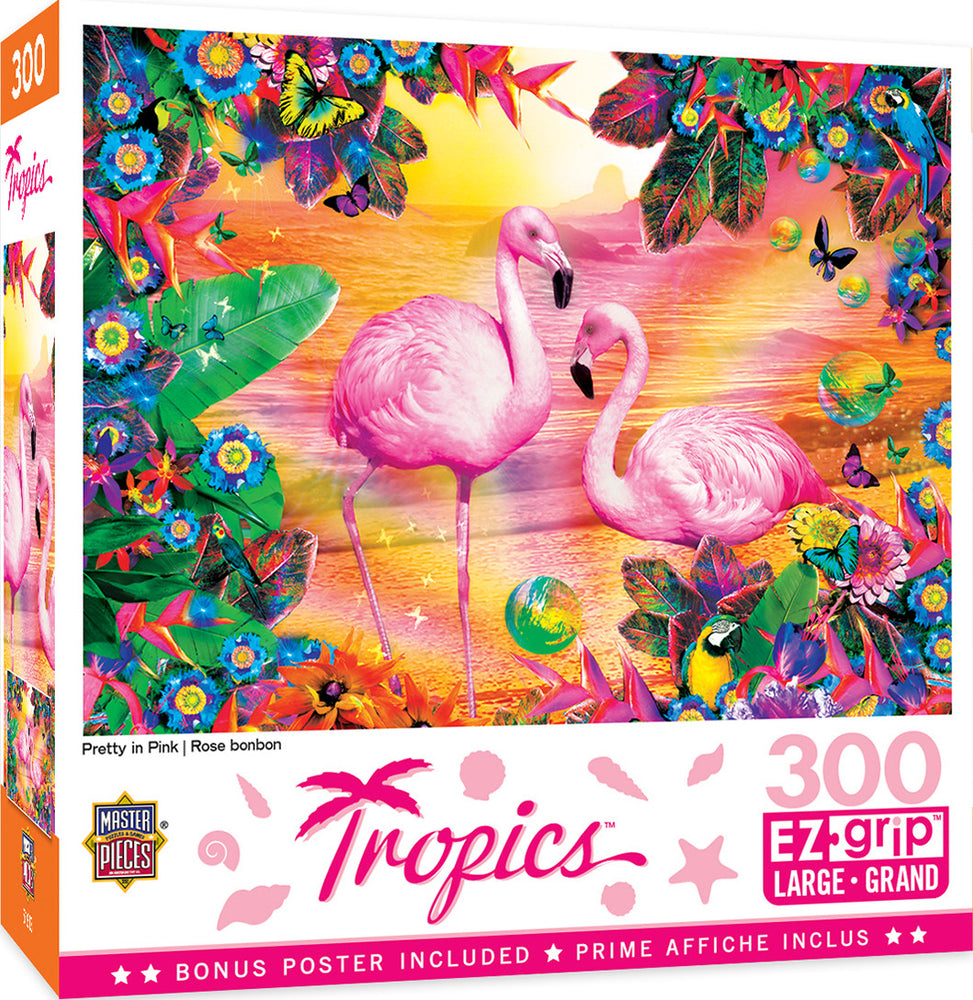 Masterpieces Puzzle EZ Grip Tropics Pretty in Pink Puzzle 300 pieces