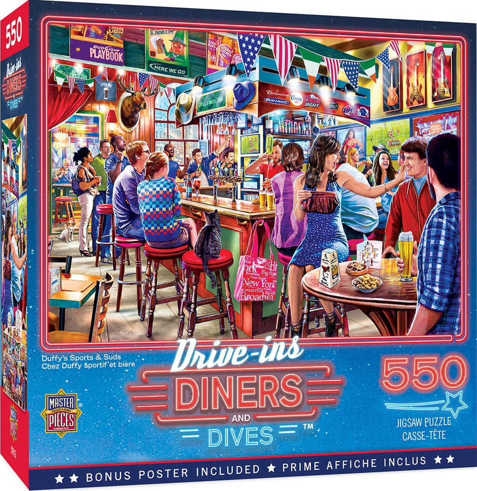 Masterpieces Puzzle Drive Ins Diners & Dives Duffys Sports & Suds Puzzle 550 pieces