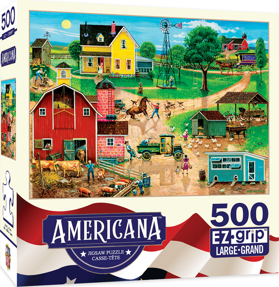 Masterpieces Puzzle Americana by Bob Pettis After the Chores Ez Grip Puzzle 500 pieces