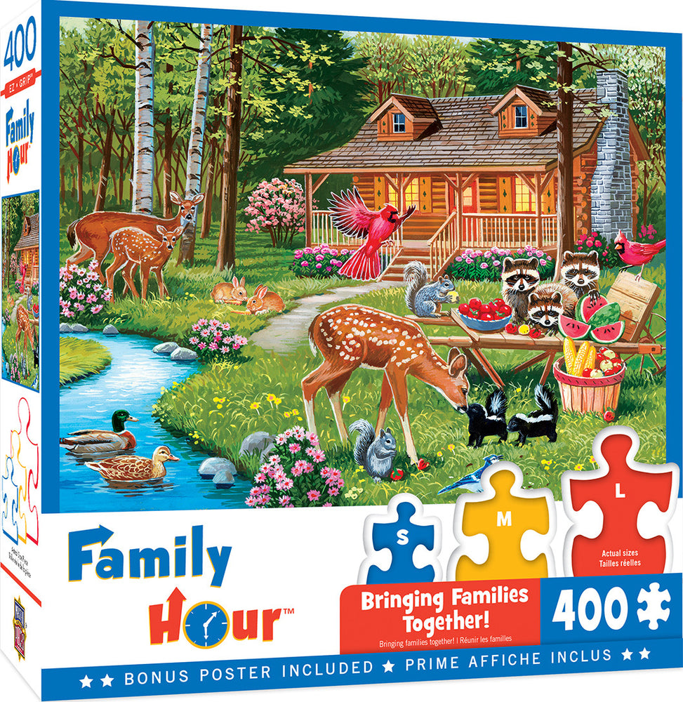 Masterpieces Puzzle Family Hour Creekside Gathering Ez Grip Puzzle 400 pieces