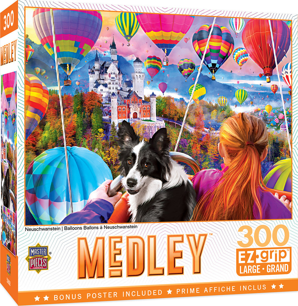 Masterpieces Puzzle EZ Grip Medley Neuschwanstein Balloons Puzzle 300 pieces