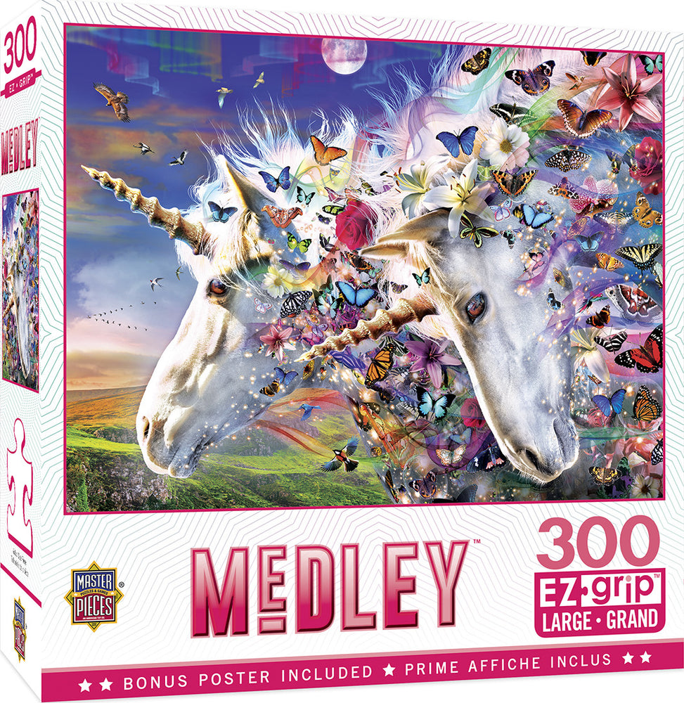 Masterpieces Puzzle Medley Unicorns & Butterflies Ez Grip Puzzle 300 pieces