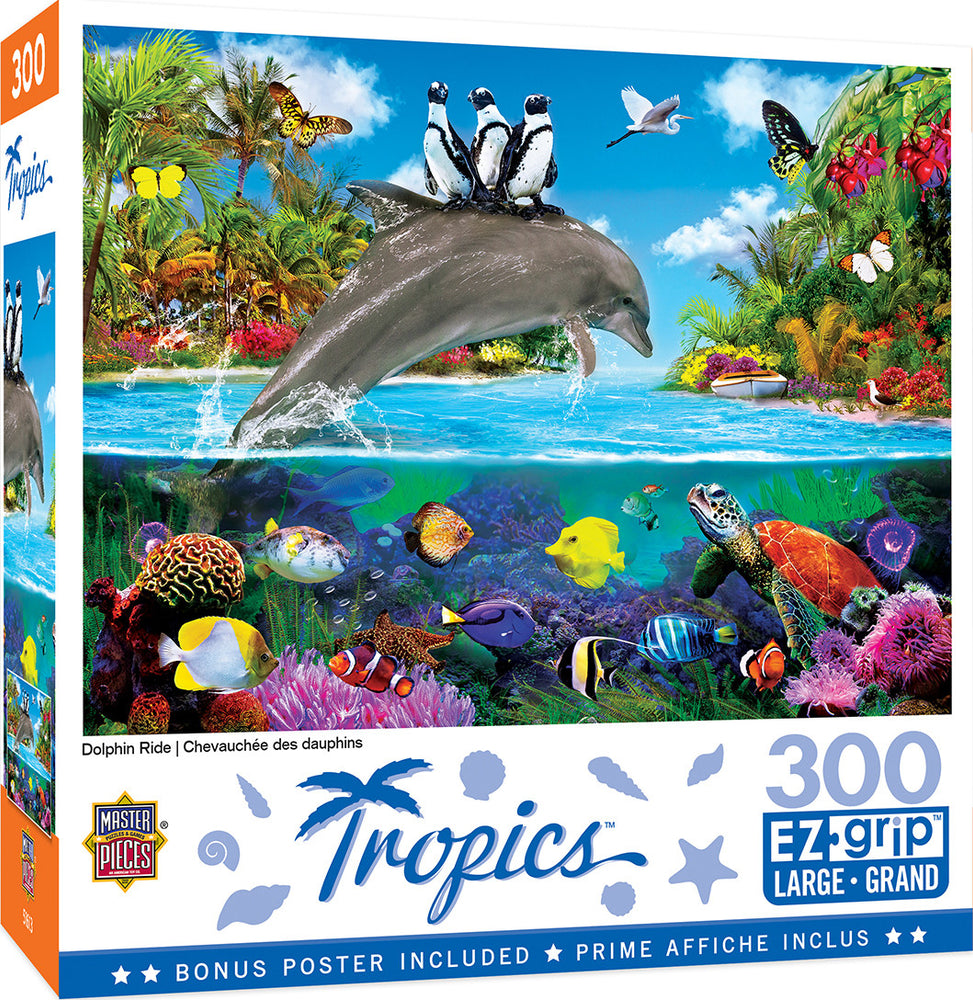 Masterpieces Puzzle EZ Grip Tropics Dolphin Ride Puzzle 300 pieces