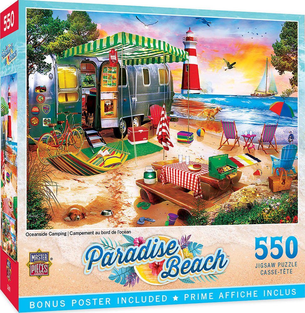 Masterpieces Puzzle Paradise Beach Oceanside Camping Puzzle 550 pieces