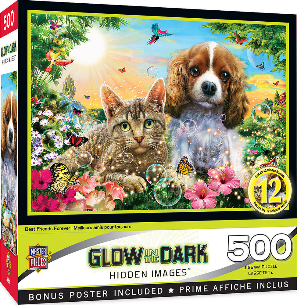 Masterpieces Puzzle Hidden Image Glow Best Friends Forever Puzzle 500 pieces