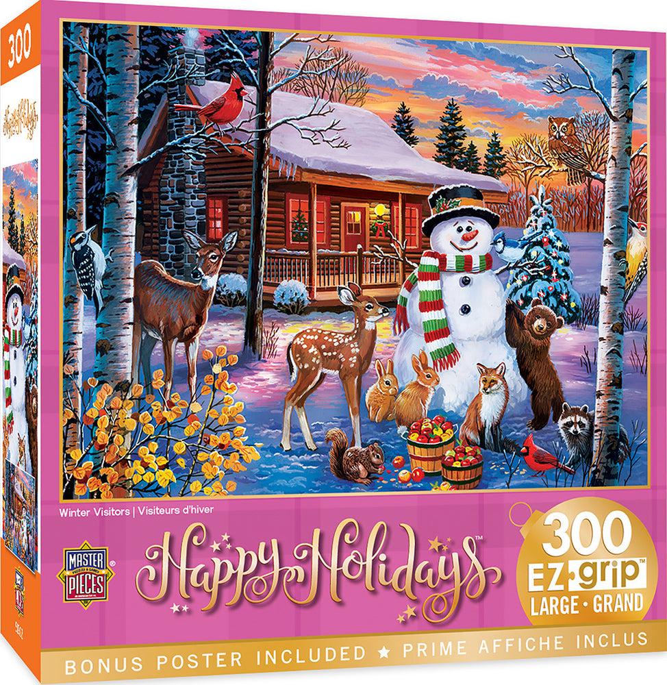 Masterpieces Puzzle EZ Grip Happy Holidays Winter Visitors Puzzle 300 pieces