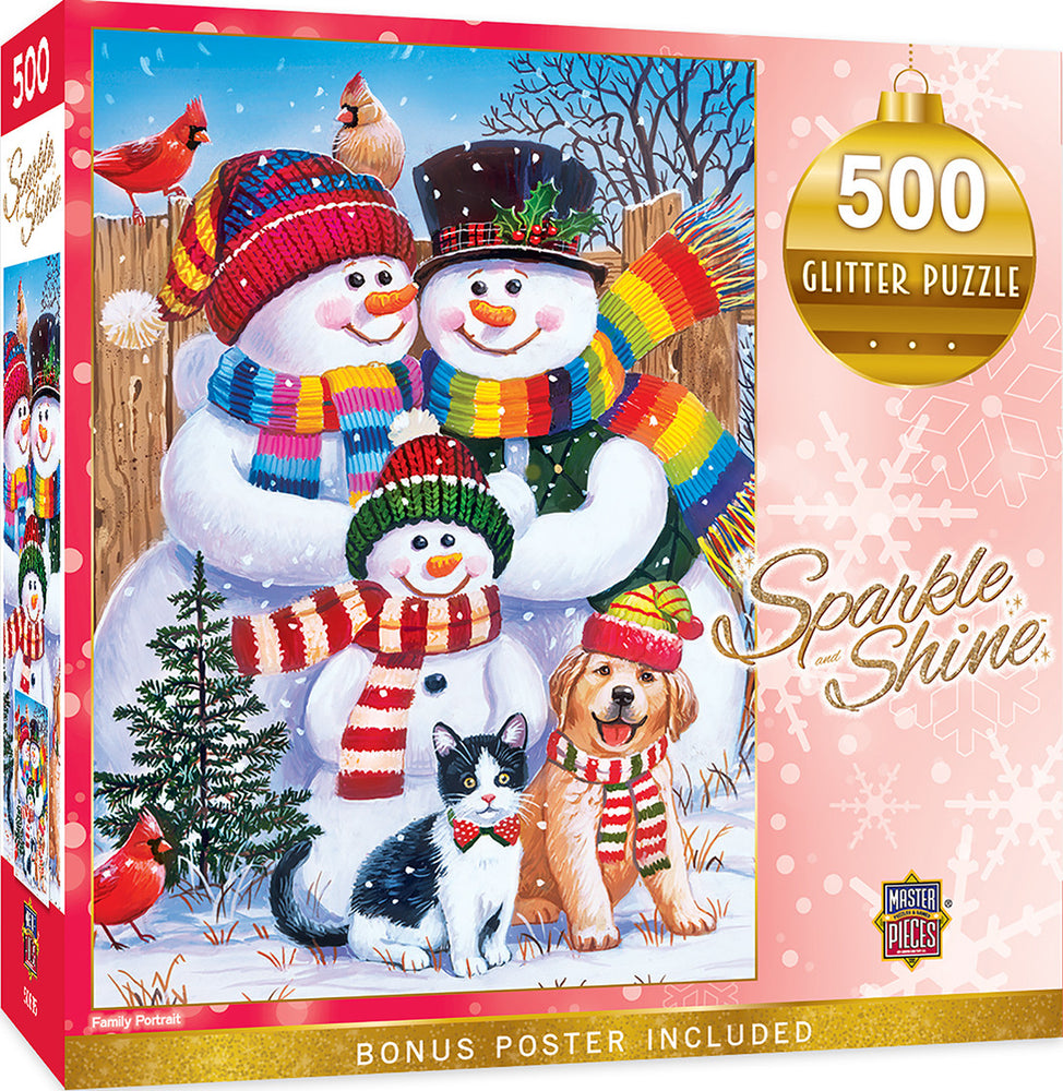 Masterpieces Puzzle Holiday Glitter Family Portrait Puzzle 500 pieces