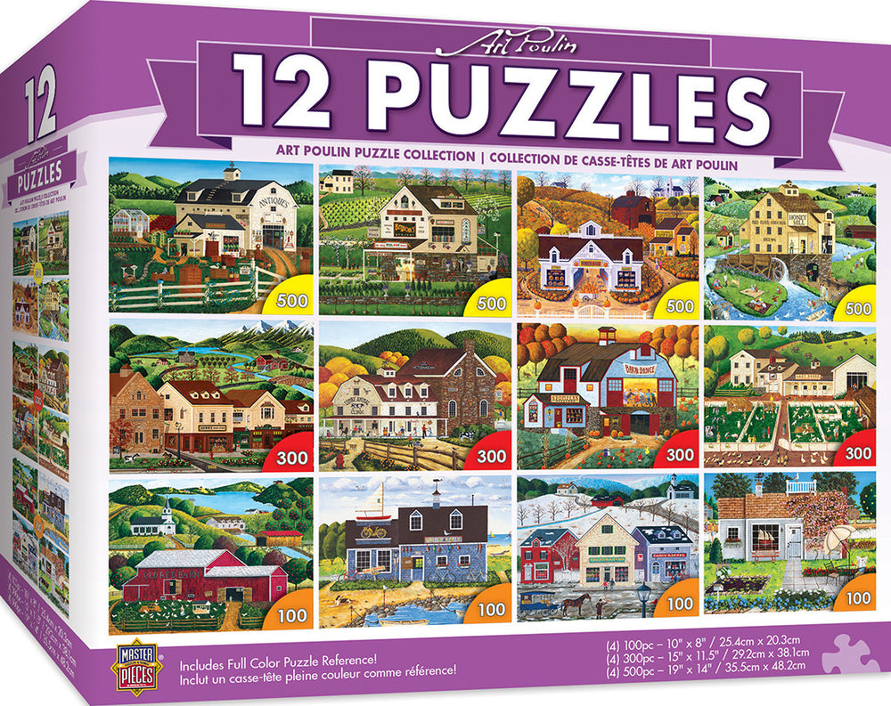 Masterpieces Puzzle 12 Pack Art Poulin Puzzle (4x 100,4x 300,4x 500)